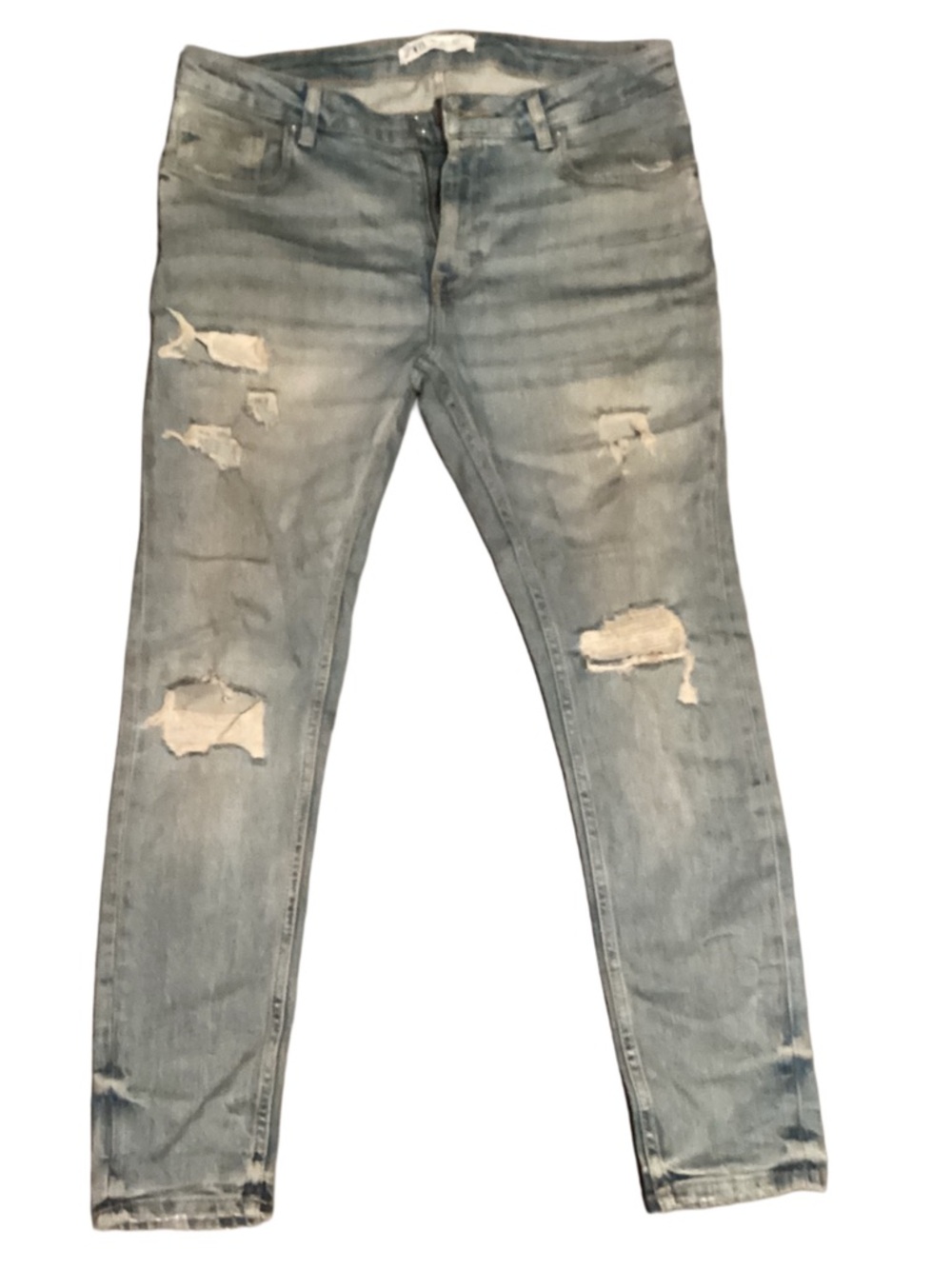 Zara Light Blue Ripped Skinny Jeans